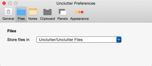 Unclutter Files メニュー