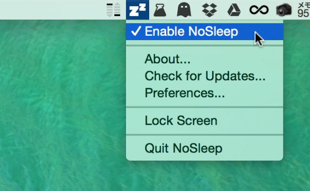 NoSleep メニューバー